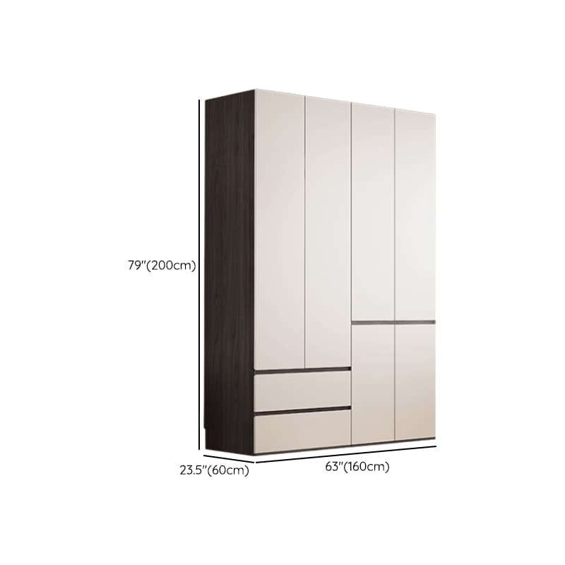 White Minimalist Manufactured Wood Independent Wardrobe Closet with Soft Close Drawer, Soft Close Door, and Interior Shelves thumbnail 8
