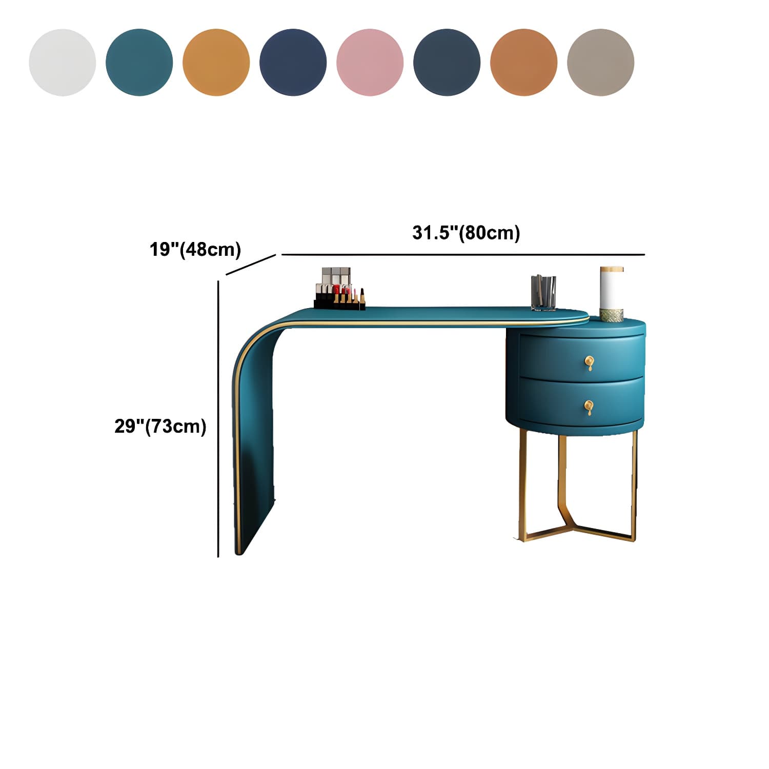 Genuine Leather Makeup Dressing Table with Mirror and Stool Set thumbnail 13