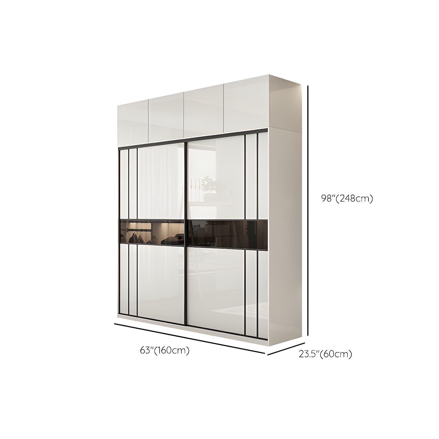 White Colour Wooden Wardrobe Cloth Rod Included Wardrobe Closet with Shelves thumbnail 17