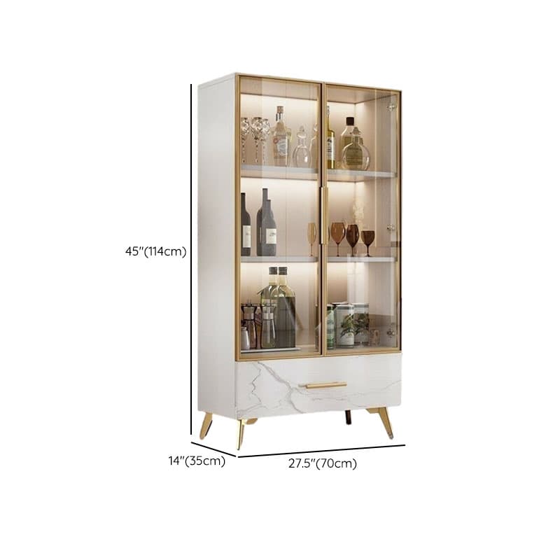 Modern-Style Glass Top Rectangular Accent Cabinet White.Drawer included, No Exterior Shelves thumbnail 14