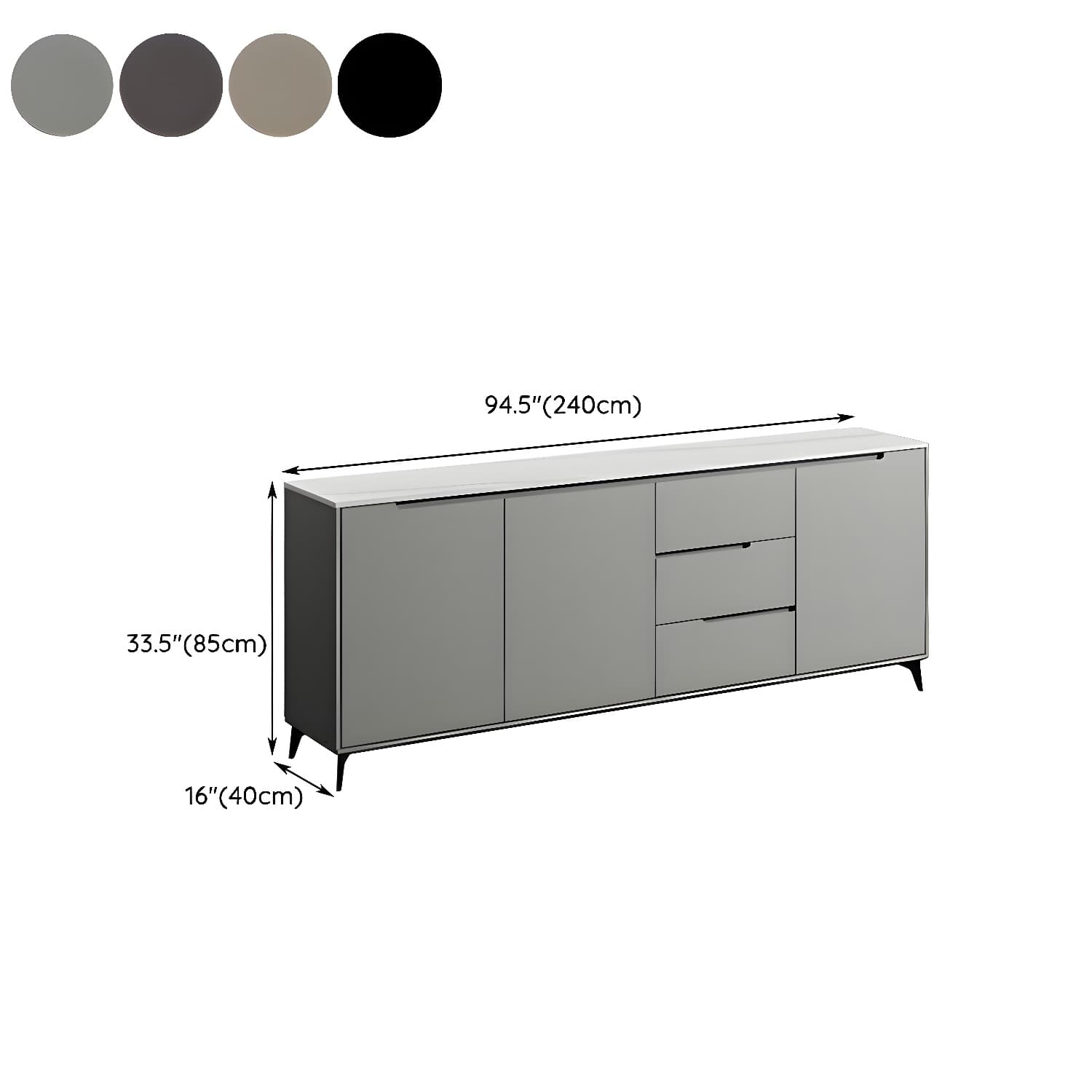 Modern Wood Sideboard with 3 Drawers and 3 Doors - Overall Dimensions 40cm W x 85cm H thumbnail 18