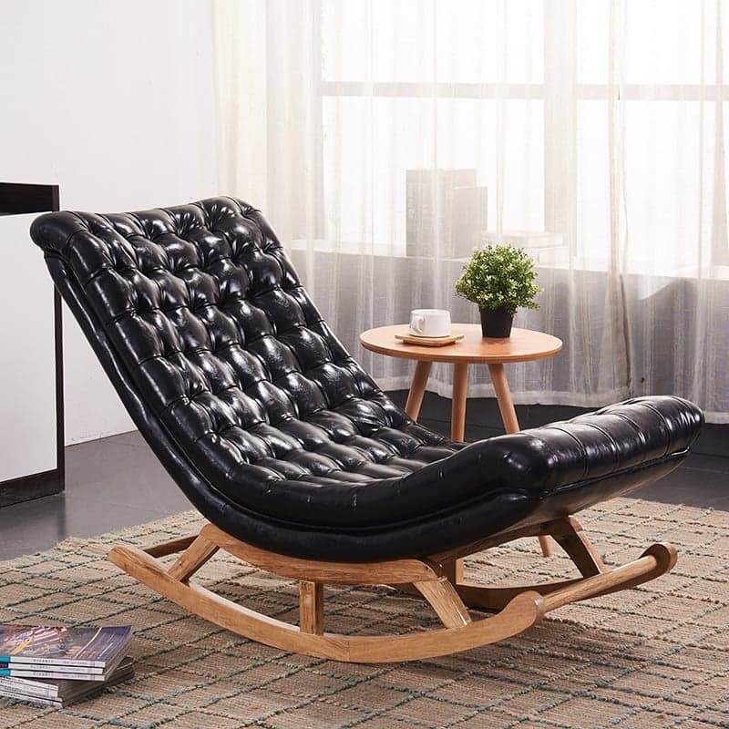 Stationary Ergonomic Rocking Chair with Rear & Ottoman, Green/Yellow/Coffee thumbnail 1