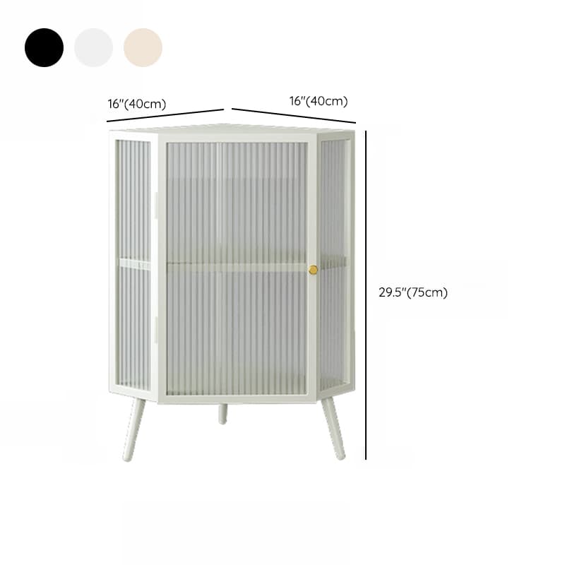 Contemporary Corner Utility Cabinet with 1 Cabinet, Iron Countertop, Glass Door, Pull Knobs, and Black/White/Off White Top thumbnail 10