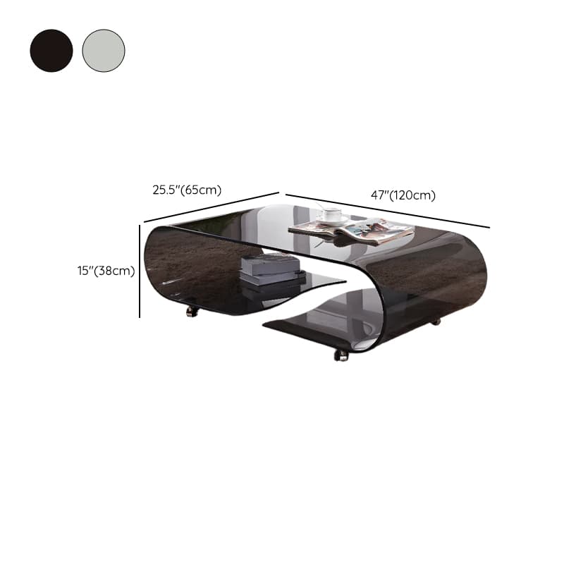 Transparent Wheel coffee table with Roller Wheels, Locker, 1 Shelf/2-Tier and Square/Square for Indoor Use thumbnail 17