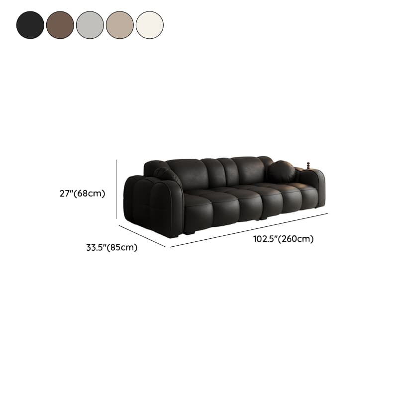 Modern Solid Color Tear Resistant Standard Sofa in Dark Grey/Light Brown/Ivory, 4-seater/3-seater with 2 Pillows thumbnail 21