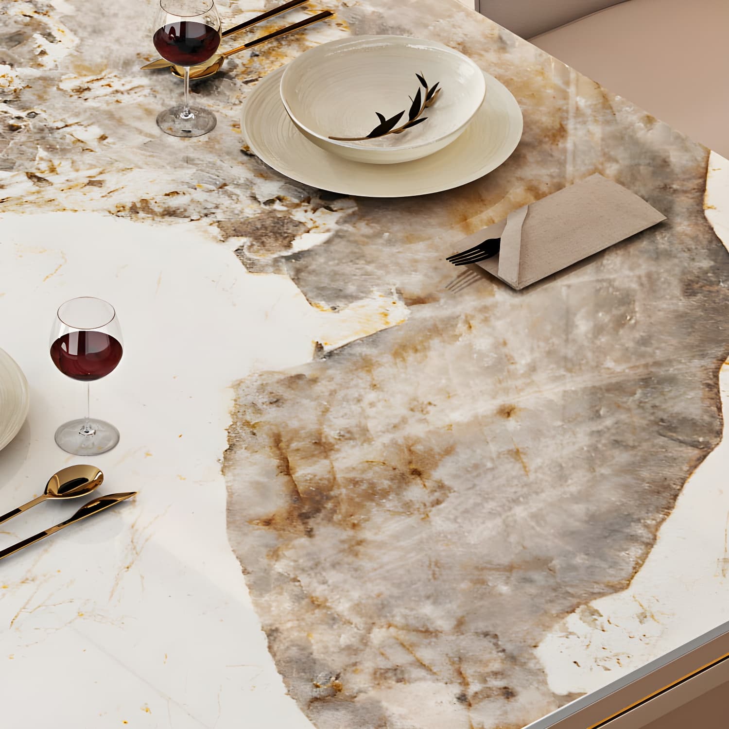 Glamoro 80cm Rectangular Metal Dining Set in Off-White with Gold Base thumbnail 8