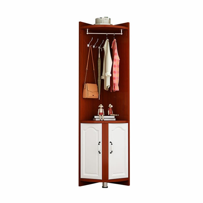 Scandinavian Wood Corner Accent Cabinet with 1 Cabinet and Opening Shelves for Room thumbnail 2