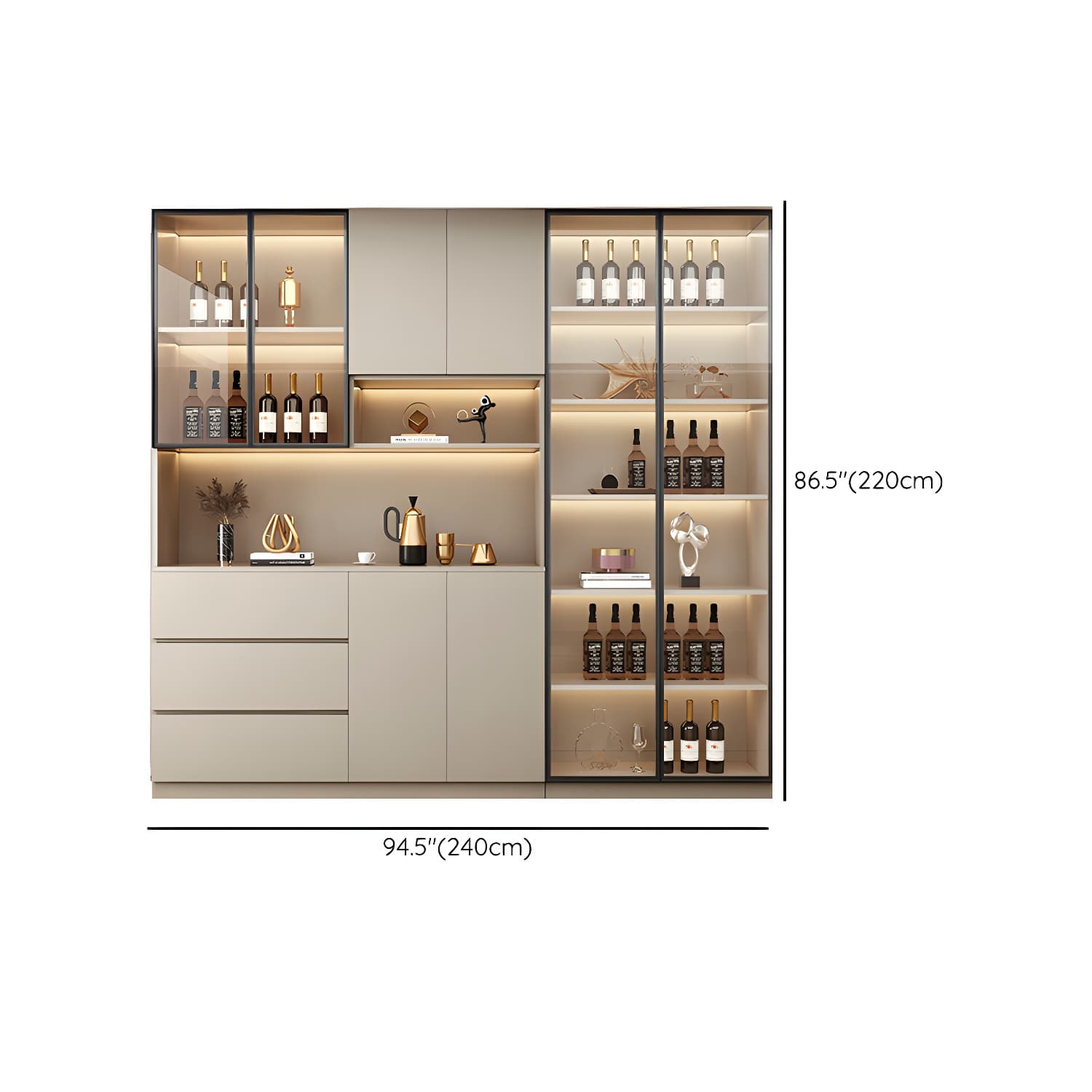 Contemporary Champagne Engineered Wood Shelves Included Sideboard with Doors thumbnail 22