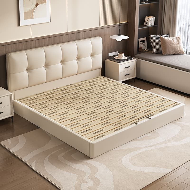 Solid Color Stitch-tufted Panel Bed with Panel Headboard and Sponge Upholstery thumbnail 3