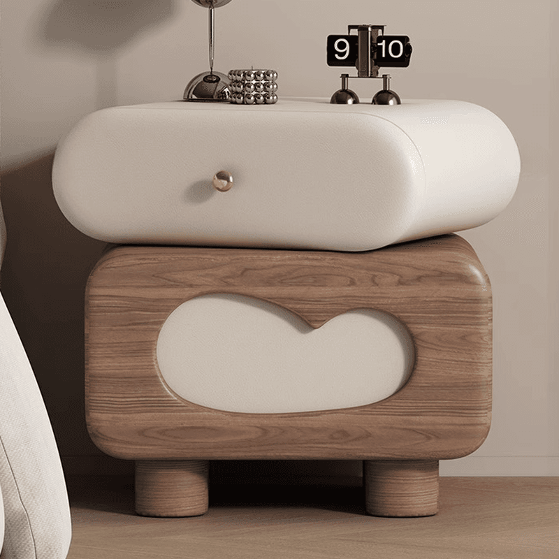 Organic Modern 2 Tiers Swivel Nightstand With Drawer Organization in Natural Wood thumbnail 9