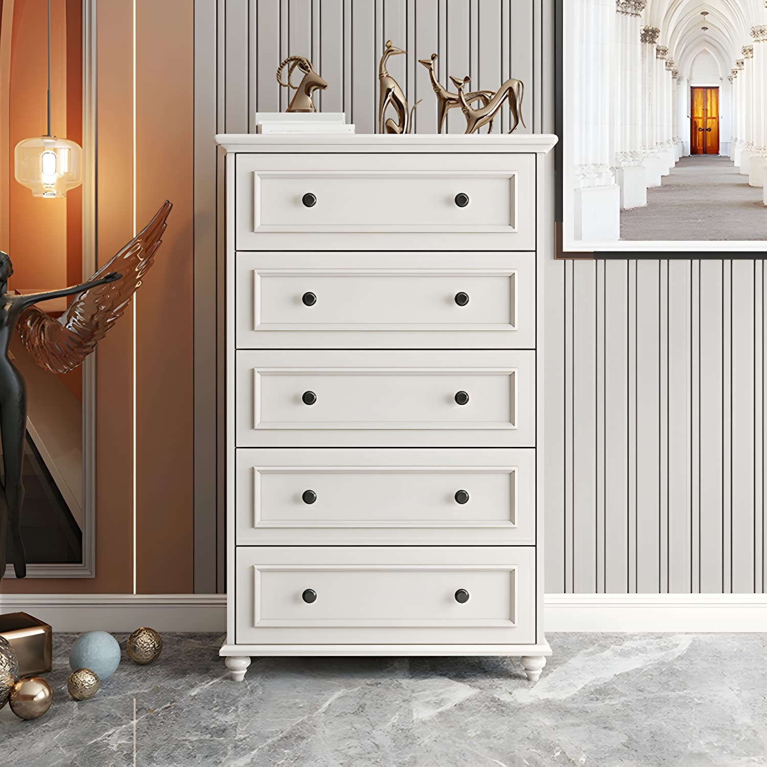 Solid Wood and Soft-Close Drawers Modern Chest with Wood Top