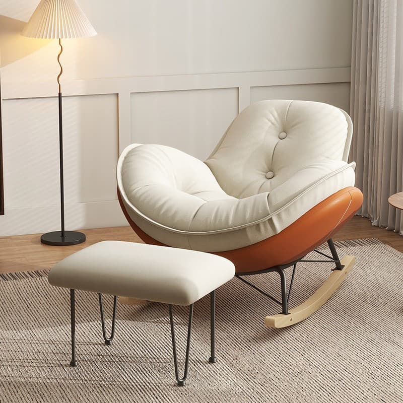 Modern Butter Color/Grey/Auburn Upholstered Padded Rocking Seat with Flared Arm, Scratch-repellent thumbnail 6