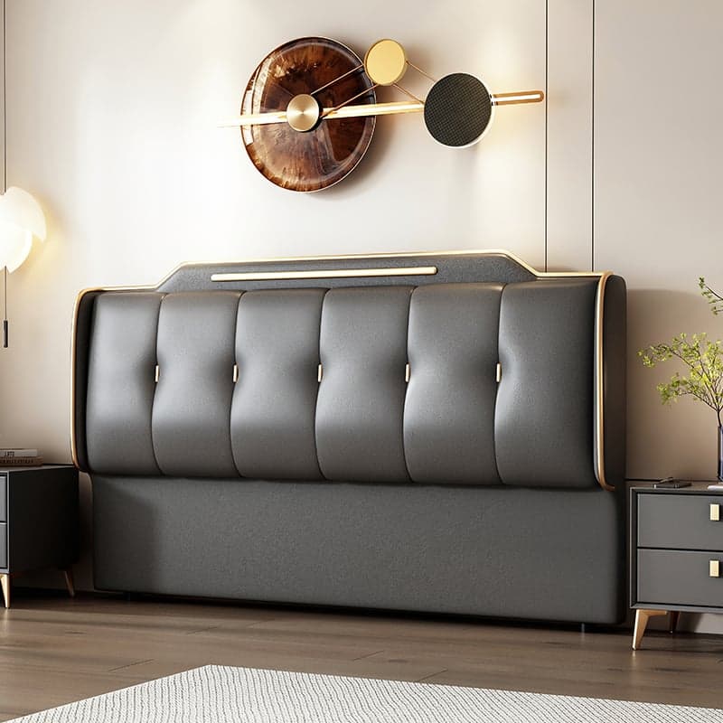 Art Deco Style Panel Headboard with No Distressing, Decorative-stitched Tufting, Rectangle Shape for Twin/Queen/Full Bed, Sponge Upholstery Fill, Standard Height thumbnail 1