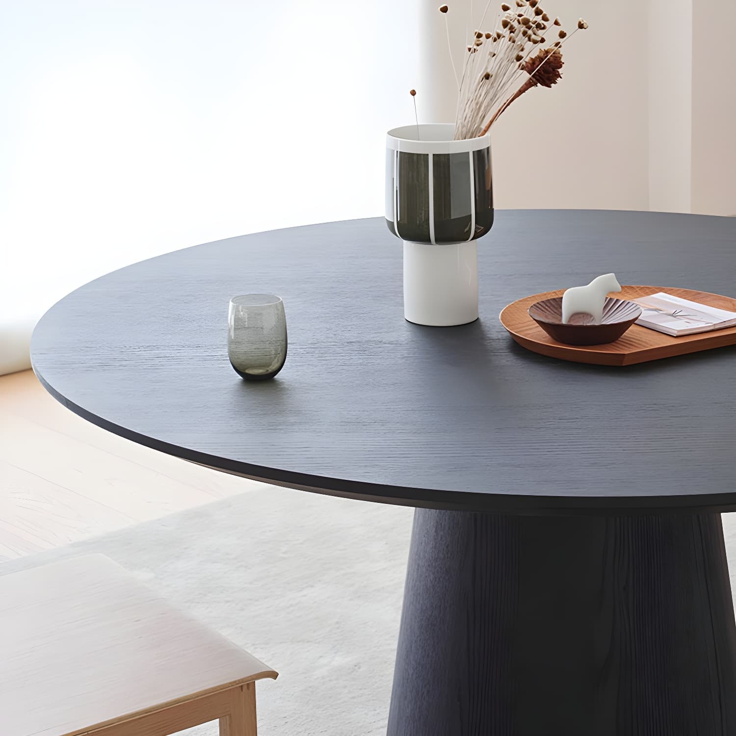 Contemporary Round Dinette Table Solid Wood Pedestal Dining Table thumbnail 6