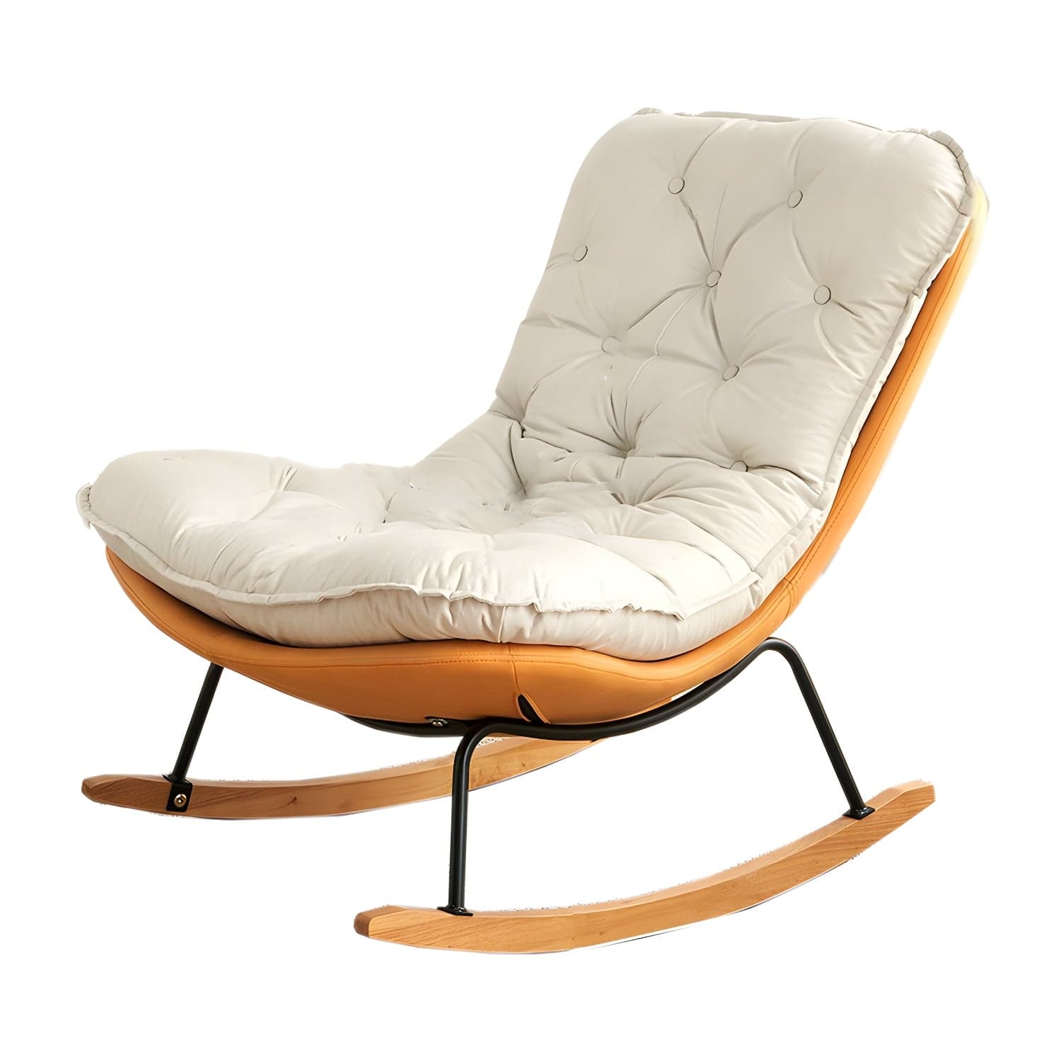 Stylish Modern Metal Rocking Chair with Tufted Upholstery and Stain-Resistant, Removable Cushions thumbnail 7