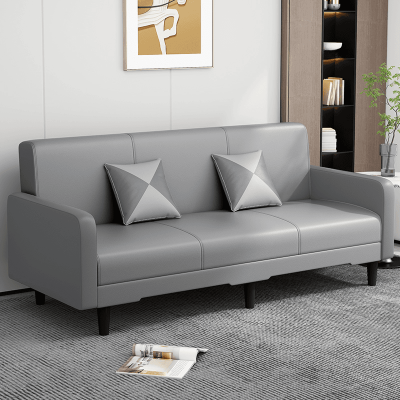 Convertible Sofa in Gray/Cerulean/Off-White with Armrest and 3 Pillows thumbnail 18