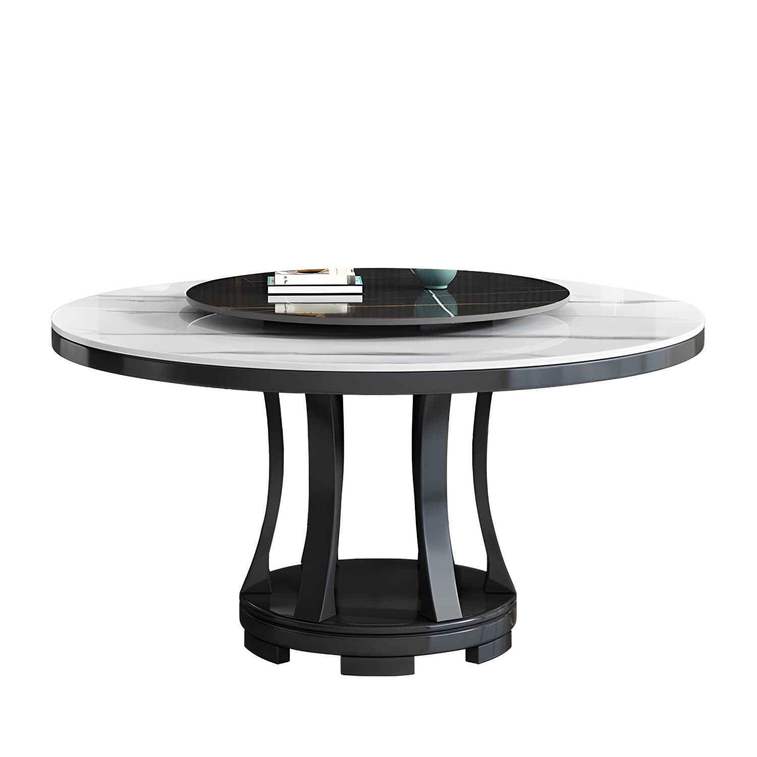 Modern Rubberwood Home Table Round Pedestal Convertible Dining Table thumbnail 6