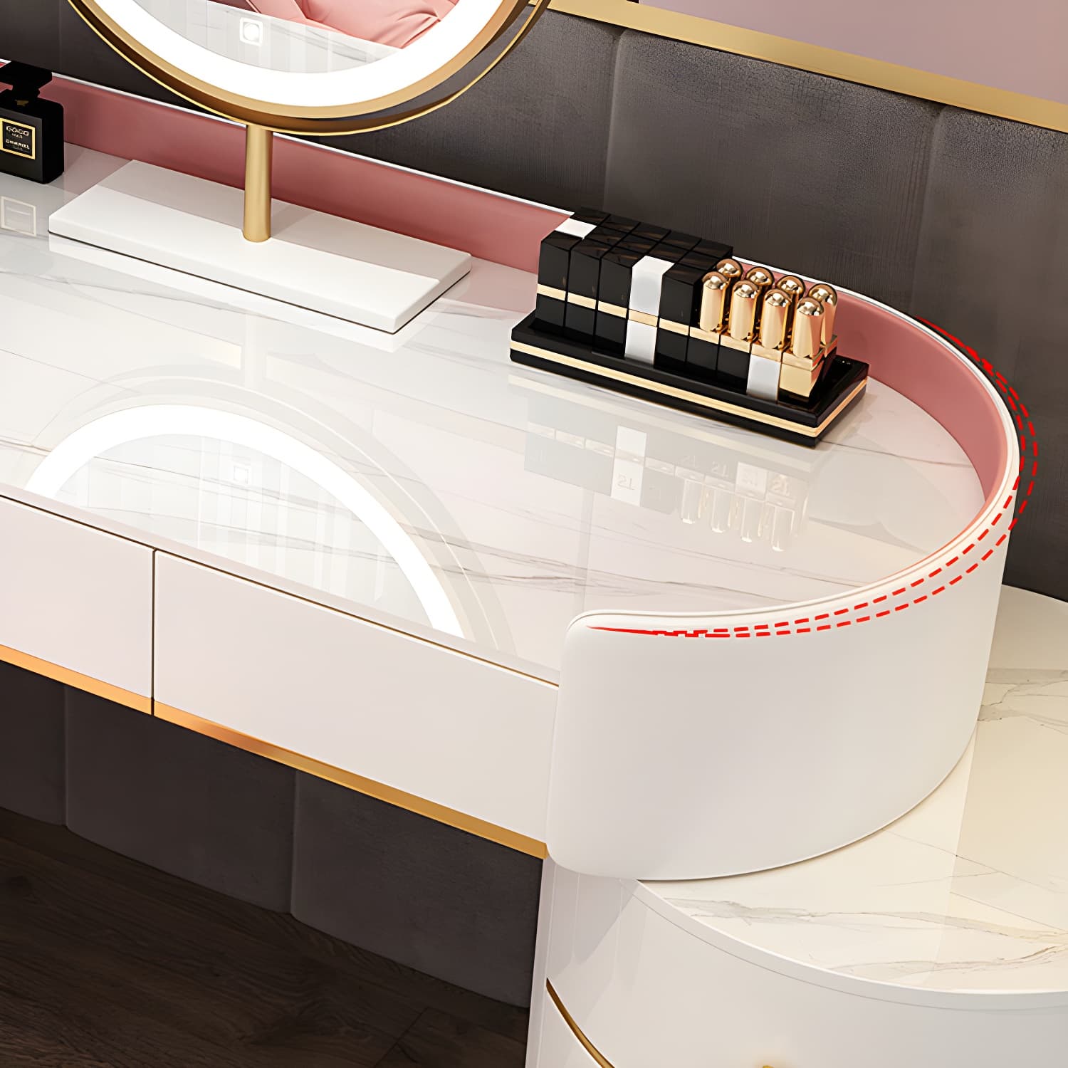 Glam Dressing Table Storage Box with Makeup with Drawers for Bedroom thumbnail 12