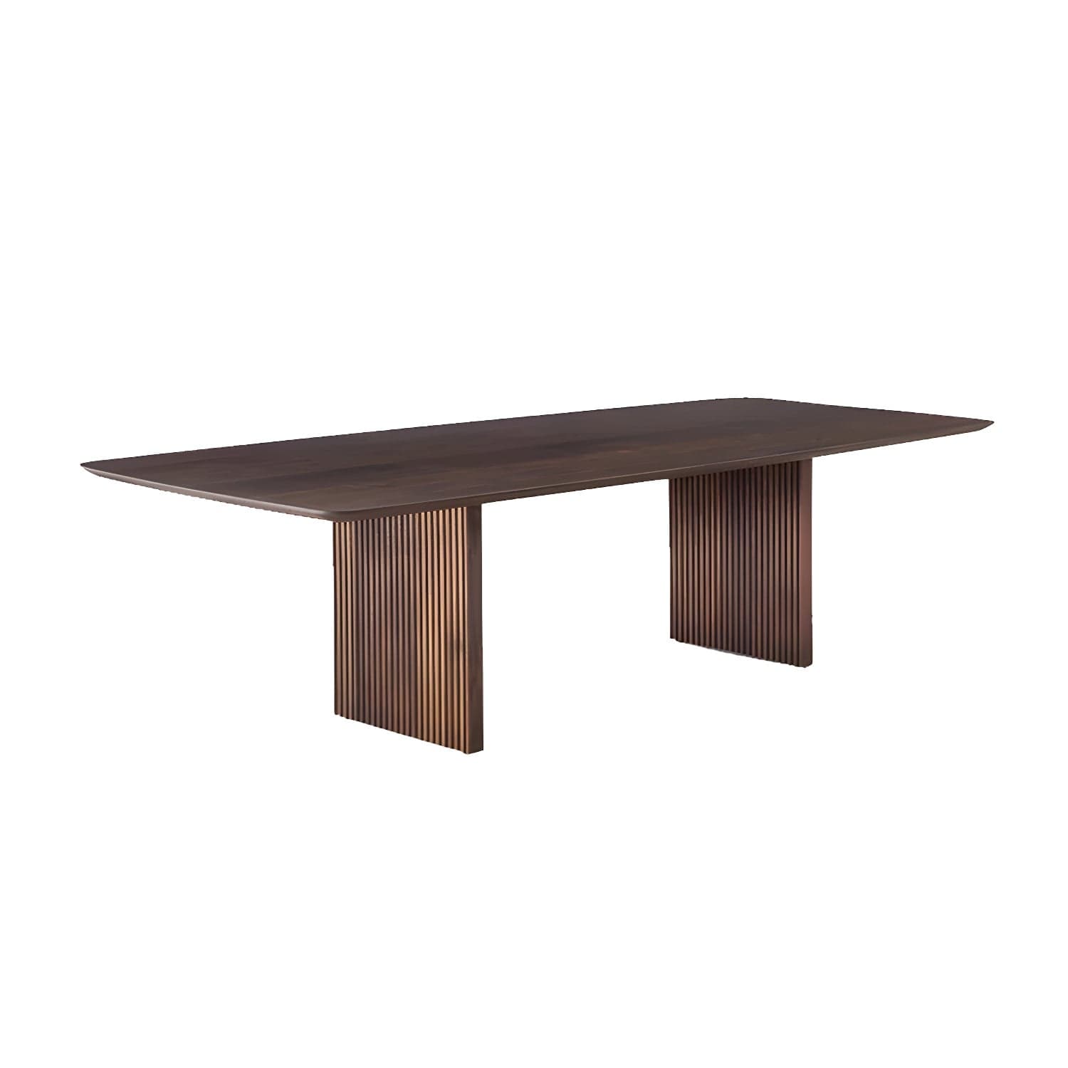 Matte Finish Dining Table with Double Pedestal Pine Wood Dinette Table for Kitchen thumbnail 1