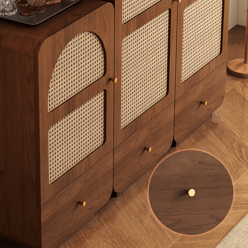 Simple Rectangular Accent Cabinet with Storage, Engineered Wood Countertop, Pull Knobs, Auburn Top, and Soft Close Drawer thumbnail 11