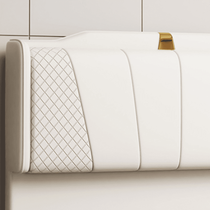 Trendy Panel Headboard in Natural Wood with No Distressing, Scooped Shape for Queen/Full Bed, Sponge Upholstery Fill, Standard Height thumbnail 12