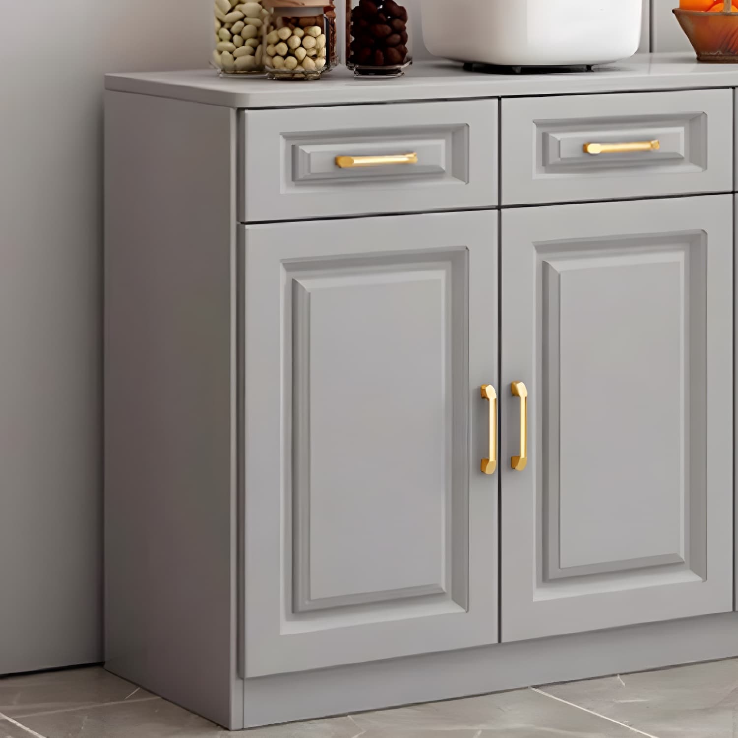Modern Wood Sideboard Credenza with Drawers and Interior Shelves