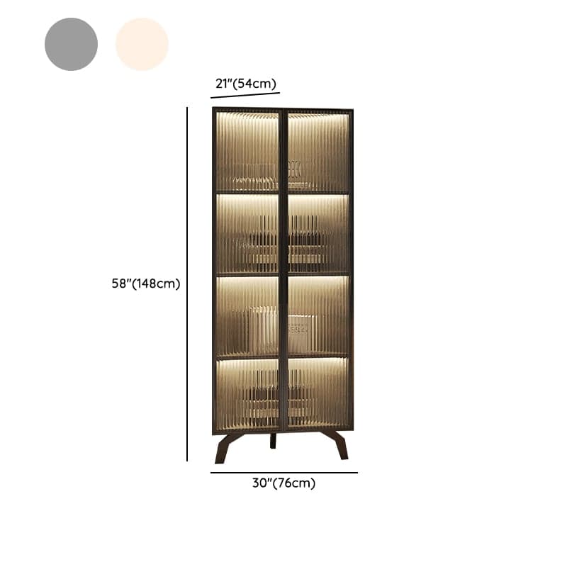 Modern Corner Glass Door Accent Cabinet with Black Metal Base thumbnail 20