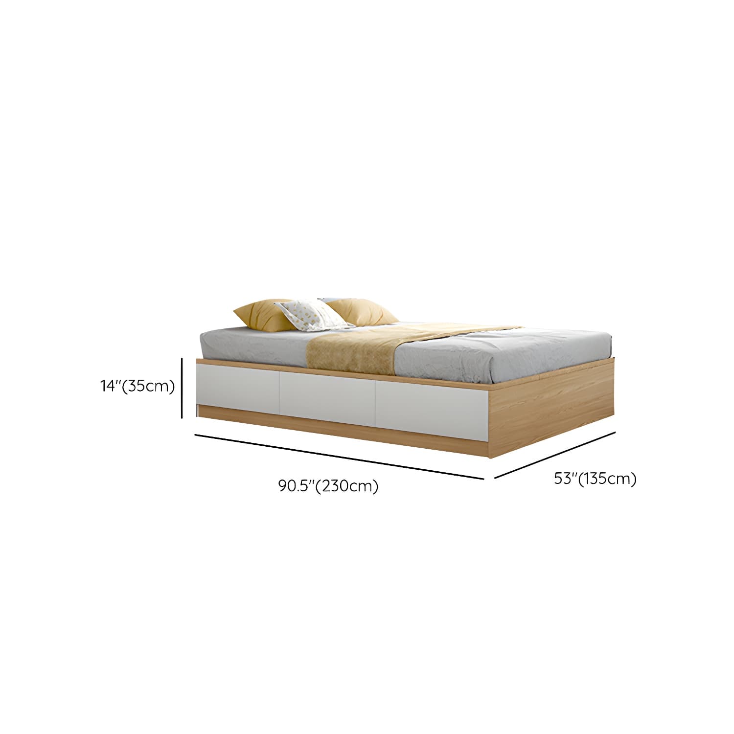 Modern Wood Platform Bed Frame Natural No Distressing Bookcase thumbnail 13
