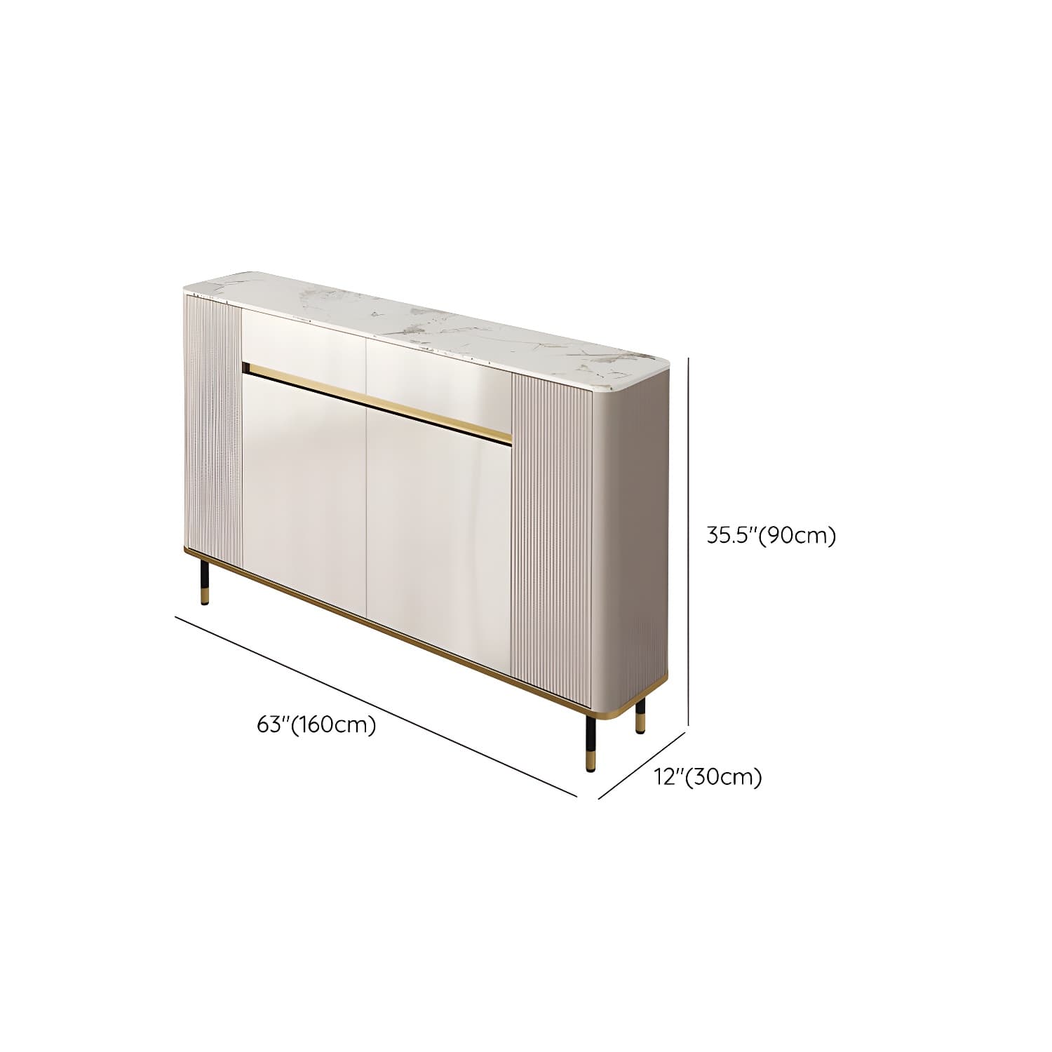 Glam Style Stone Top Sideboard Engineered Wood Side Board for Living Room thumbnail 29