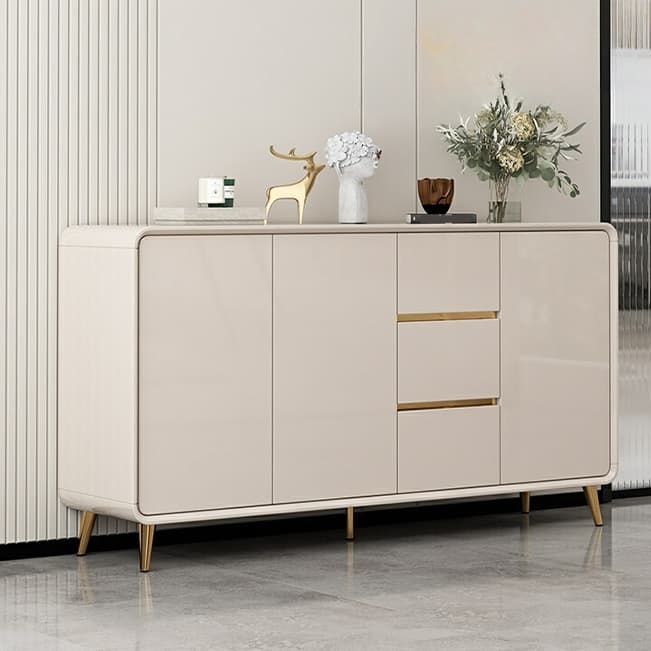 Elegant Wood Buffet with 3 Drawers and Cabinets for Kitchen Storage