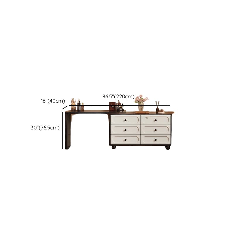 Modish Large/Standard Vanity Set with Natural Wood Table Top, White Seating, 3 Drawers, Light Up Mirror, and Chair thumbnail 8