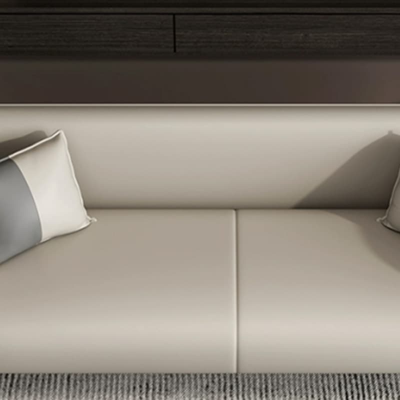 Contemporary Faux Leather Tuxedo Sofa with Water Resistant Design and Foam Seat Cushions thumbnail 16