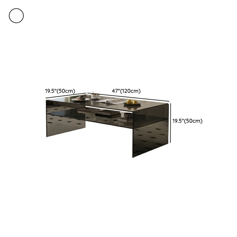 Rectangular Glass Modern Coffee Table with Transparent Top and Sleek Glass Base thumbnail 23