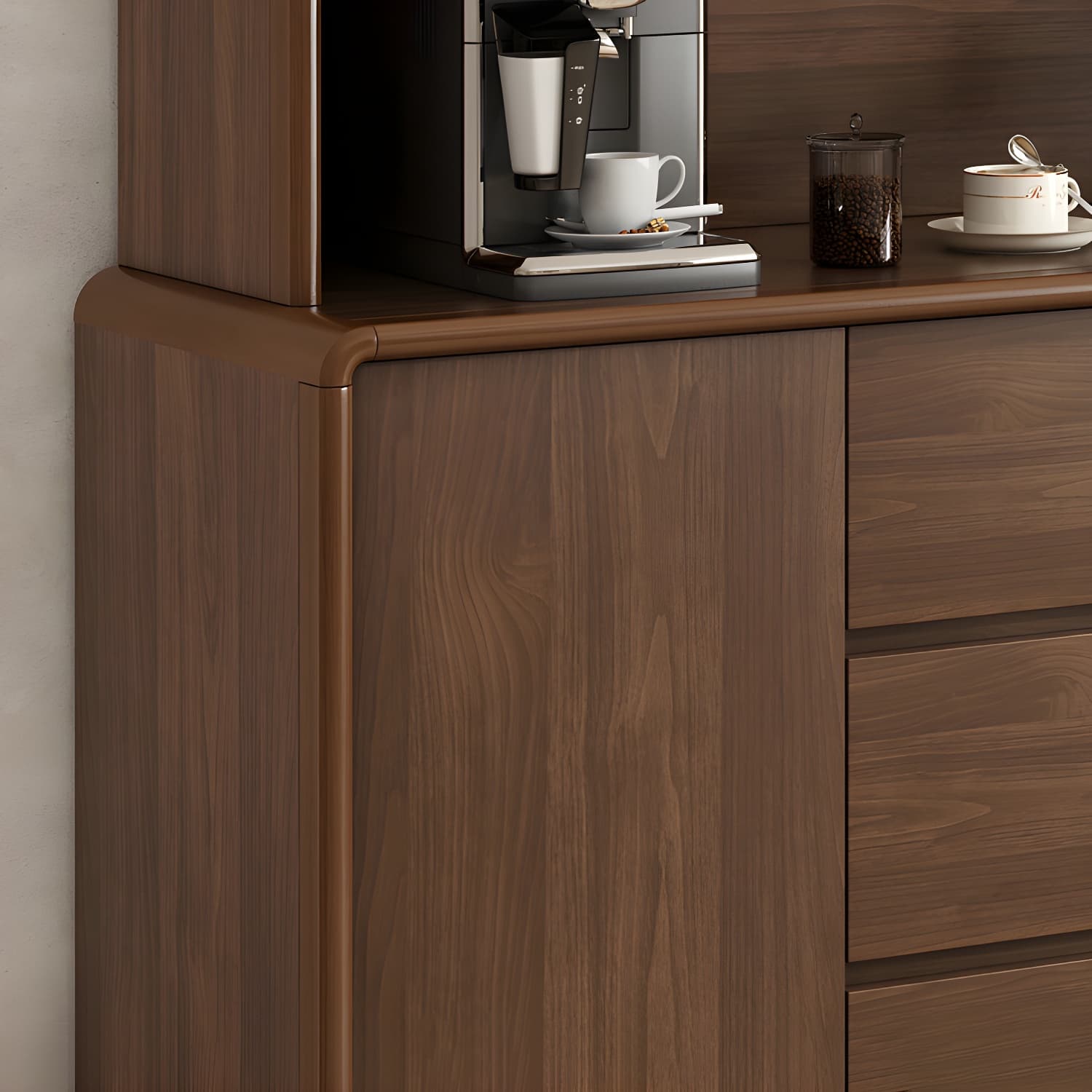 Modern Brown Wood Sideboard with Cabinets and Drawers - Stylish and Functional Buffet for Storage thumbnail 9
