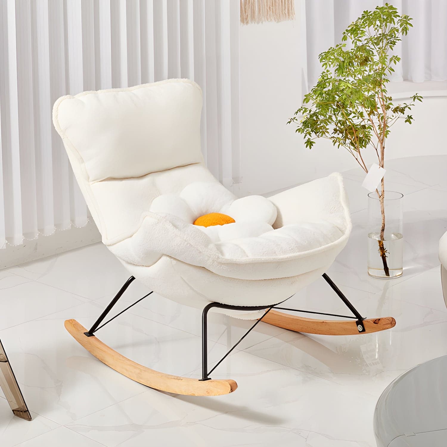 Modern Leather Rocking Chair Removable Cushions Rocker Chair for Drawing Room thumbnail 9