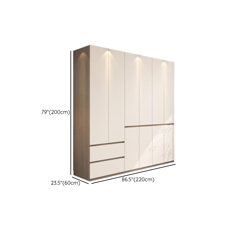 White Modish Manufactured Wood Independent Armoire Cabinet with Soft Close Drawer, Soft Close Door, and Interior Shelves thumbnail 15