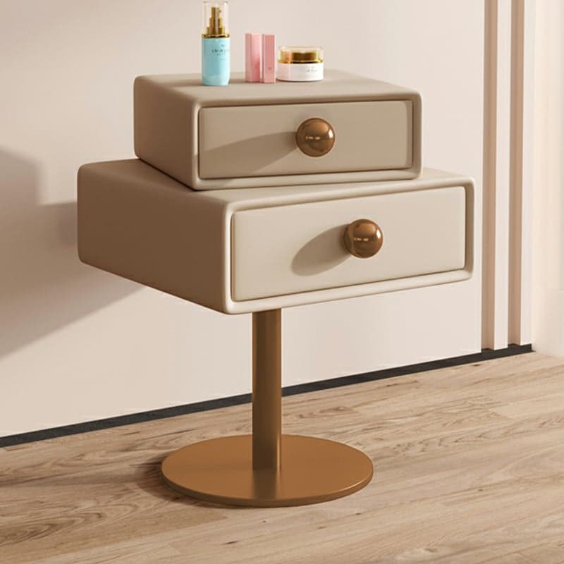 Modern Faux Leather Drawer Storage Nightstand in Narrow for Bedroom thumbnail 3