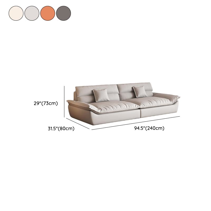 Modern Solid Color Scratch-defiant Standard Sofa in Light Gray/Taupe/Citrus Color, 3-seater with 2 Pillows thumbnail 17