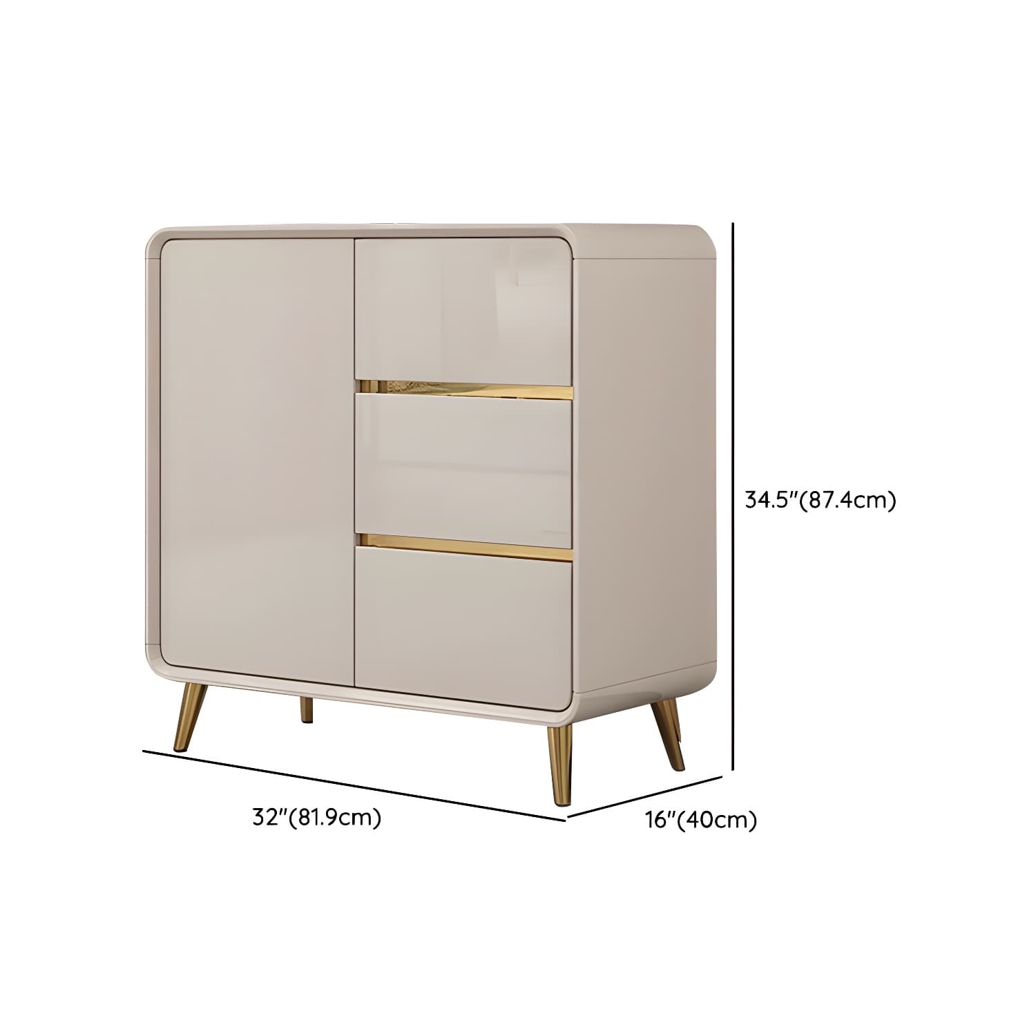 White Glam Sideboard Credenza with Adjustable Shelving and 3 Drawers thumbnail 17