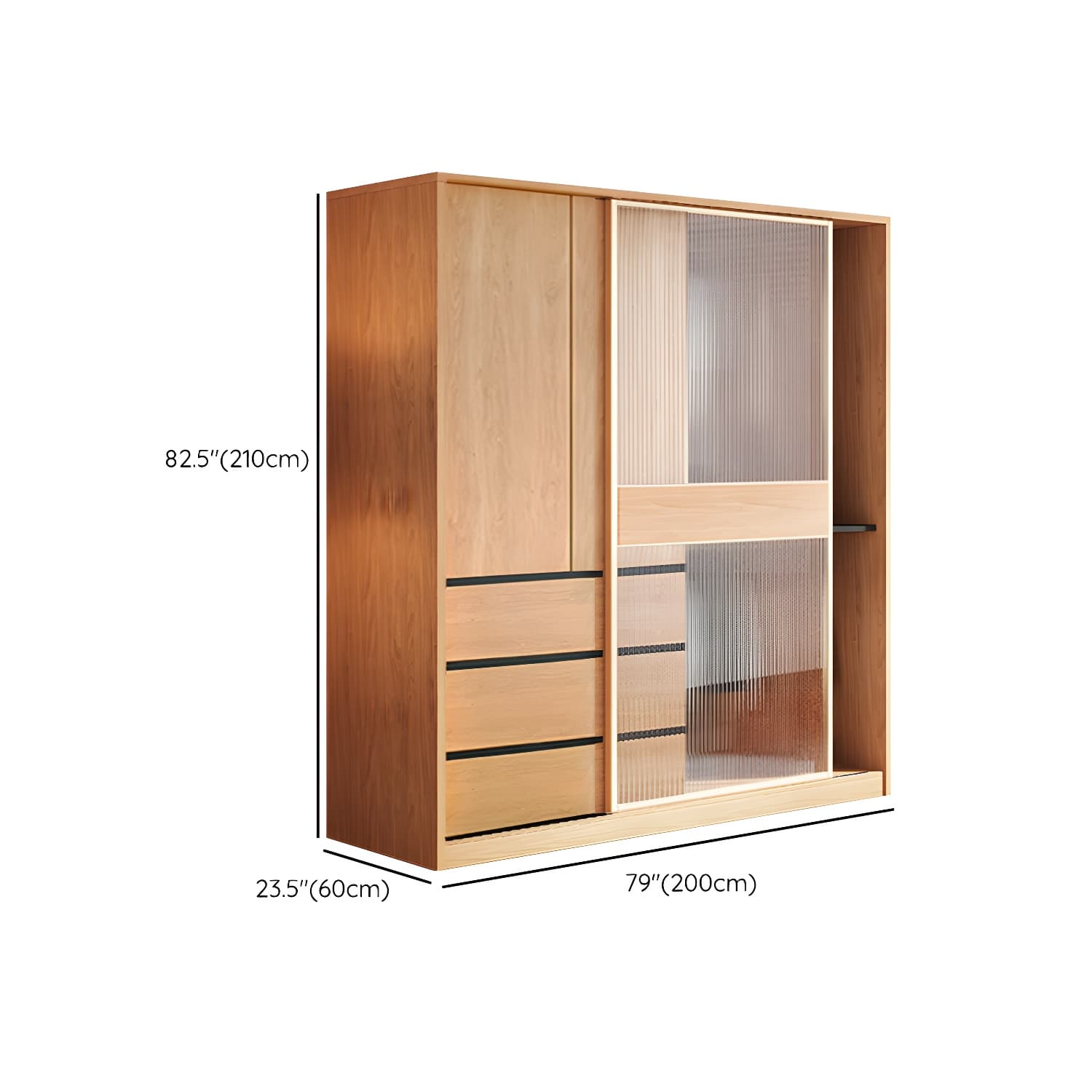 Engineered Wood Wardrobe Armoire with Drawer Modern Wardrobe Closet thumbnail 16