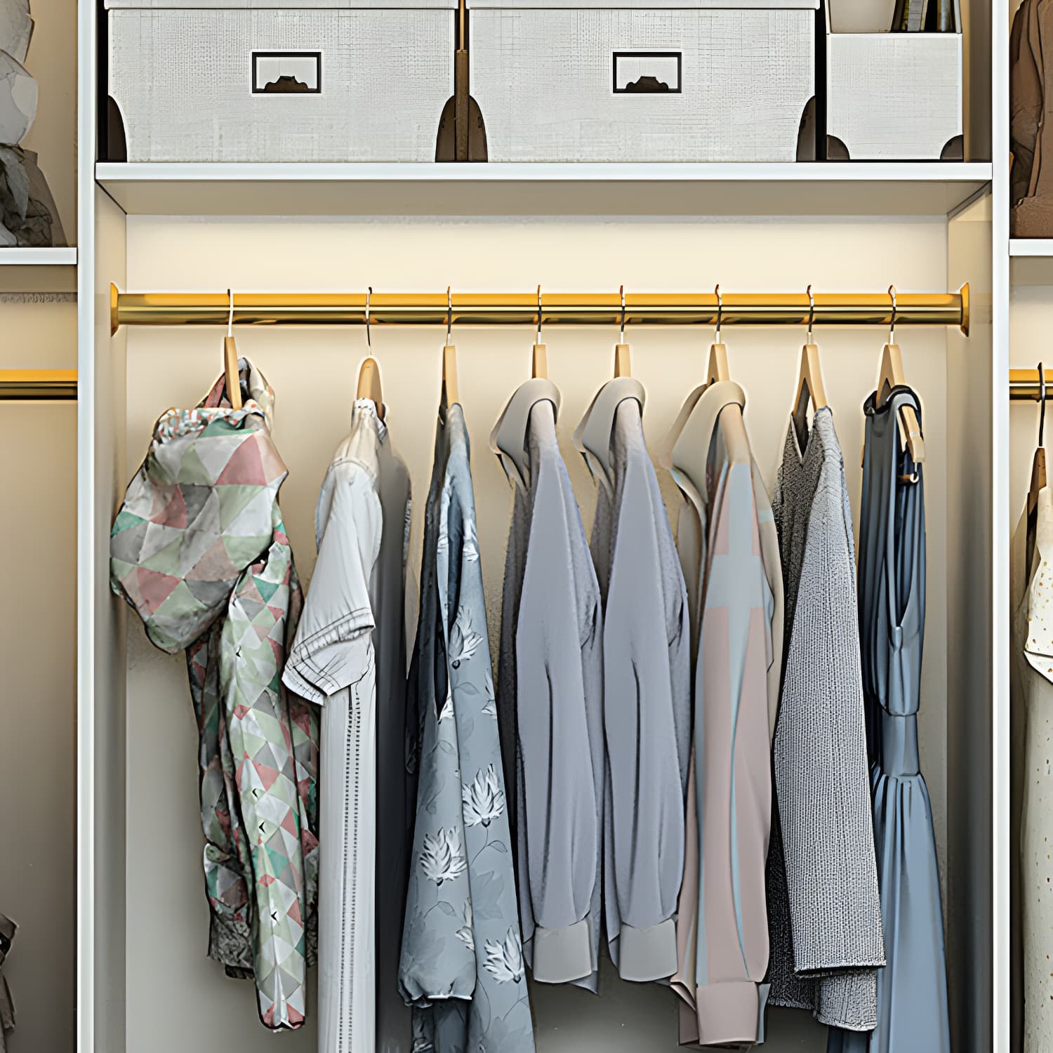Engineered Wood Wardrobe Cabinet Modern Wardrobe Closet with Shelves for Home thumbnail 6