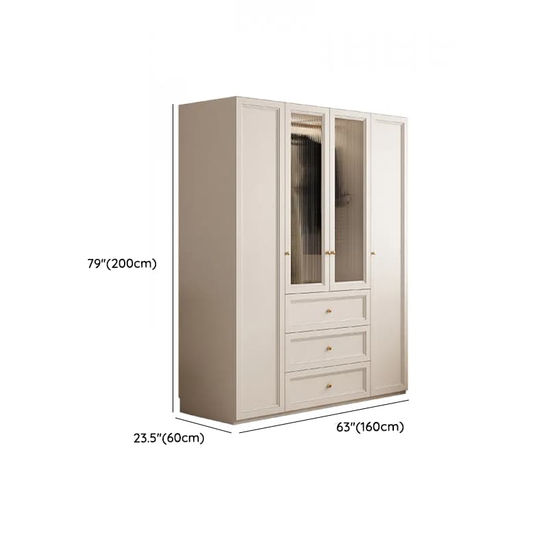 White Minimalist Laminate Wardrobe Closet with 3-Drawer, Soft Close Door, Interior Shelves, and Clothing Rod thumbnail 19