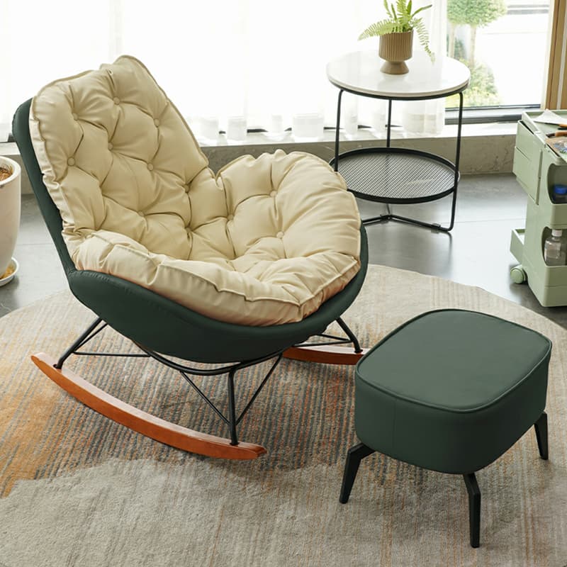 Ergonomic and Stationary Solid Wood Maternity Rocking Chair with Back and Flared Arm thumbnail 13