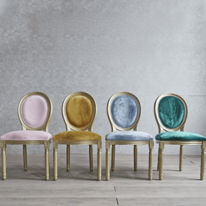Golden Legged King Louis Back Armless Chair for Dining Room, Outlined Frame with Foot Pads, Steady and Stable thumbnail 16