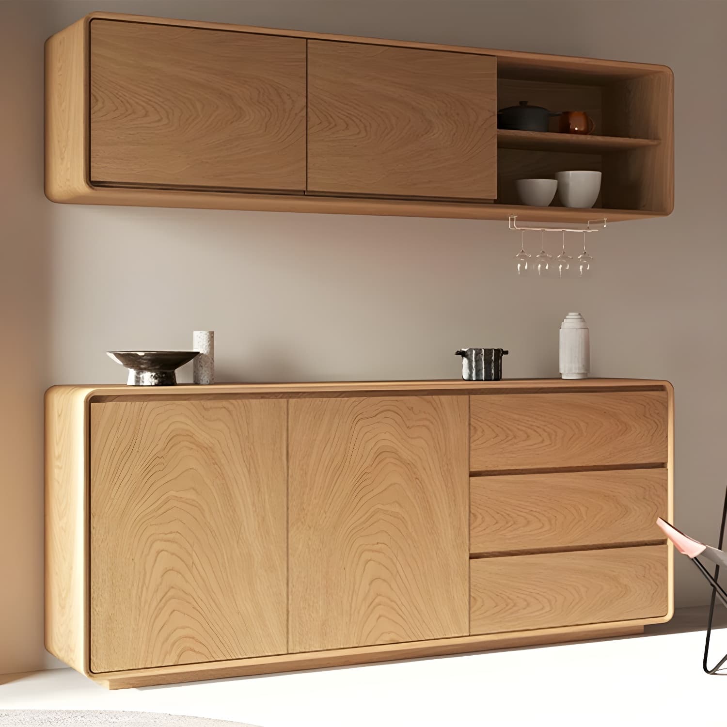 Scandinavian Wood Sideboard with 3 Drawers and 2 Doors, Overall Width 40cm, Overall Height 80cm thumbnail 9