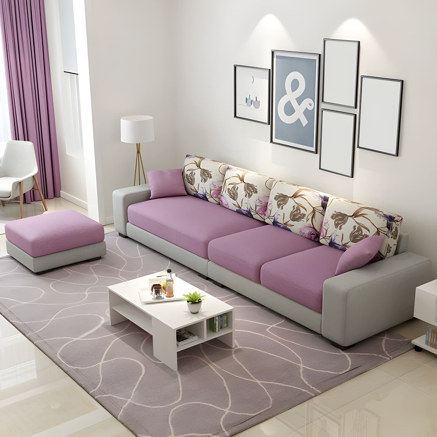 Scandinavian Wood Frame Straight Sofa with Cushion Back and Slipcover in 3 Piece Set thumbnail 13