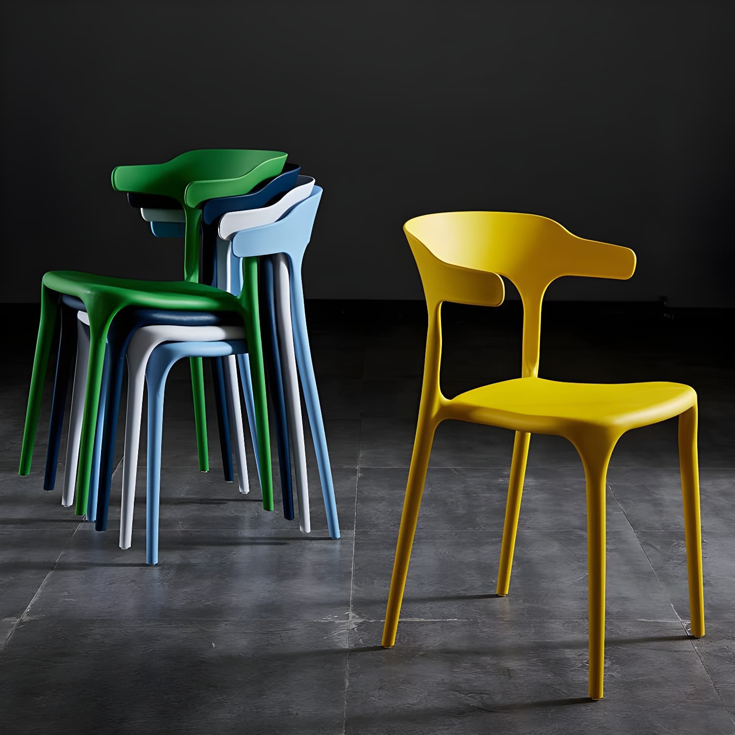 Glam Plastic Side Chair Matte Finish Open Back Dining Chair for Dinning Room thumbnail 17