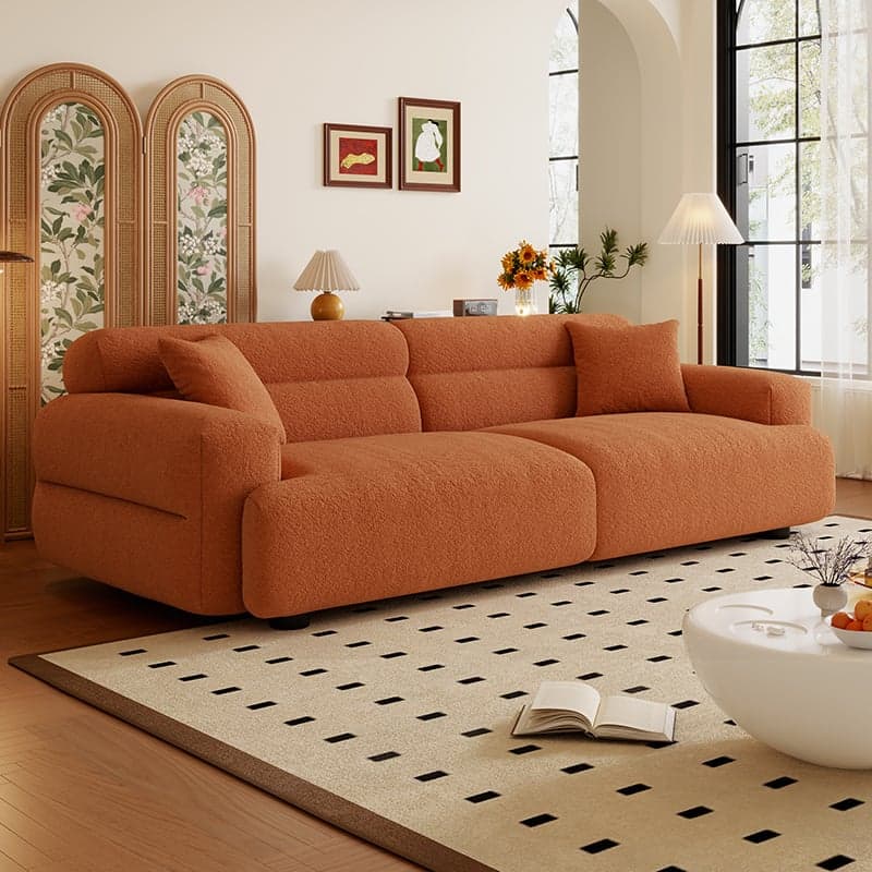 Modern Solid Color Tear Resistant Standard Sofa in Light Gray/White/Citrus Color with 4-seater/Seats 5/3-seater and 2 Pillows thumbnail 2