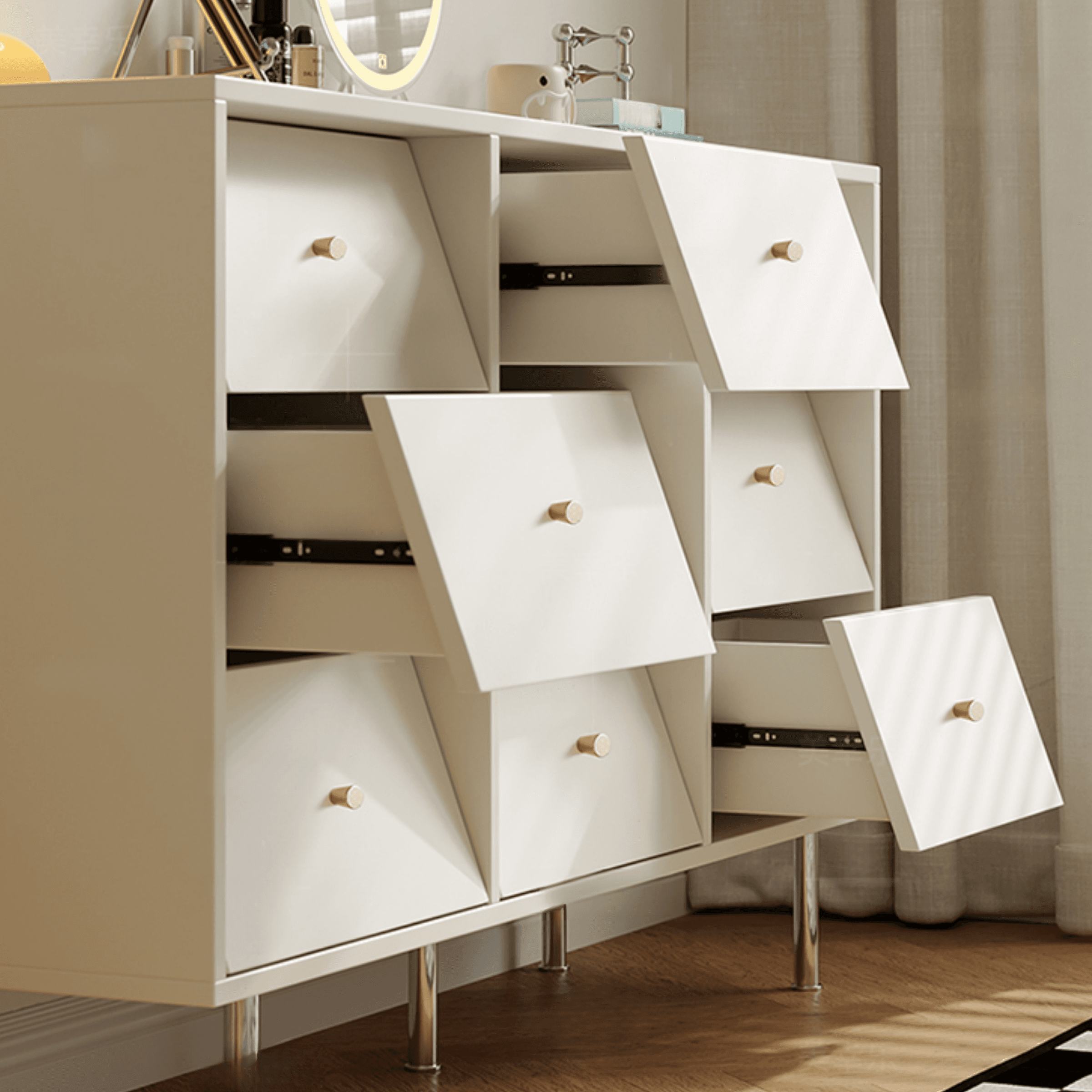 Casual Composite Wood Console Dresser with 6/9 Drawers in Vertical/Horizontal Orientation thumbnail 6