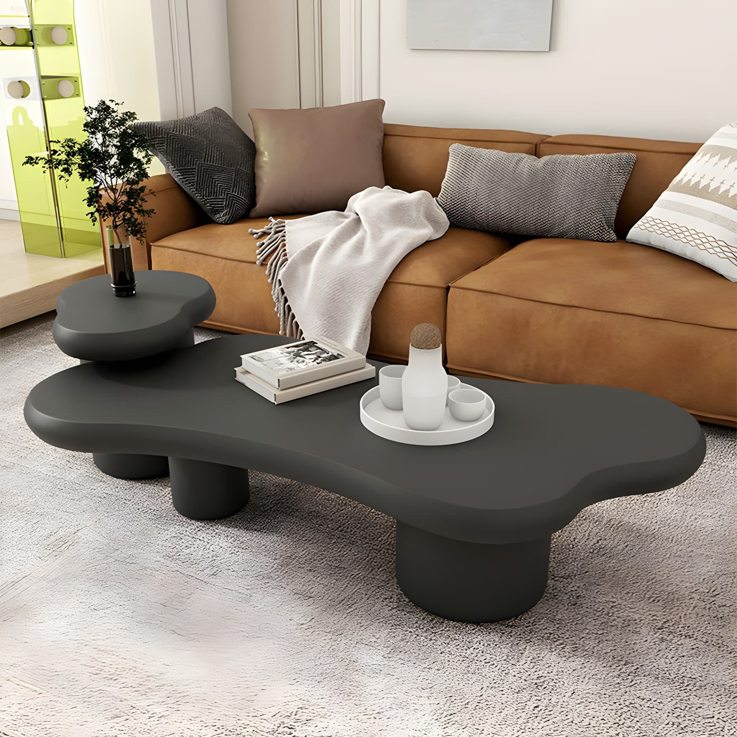 Cloud Shape Coffee Cocktail Table in Solid Wood Modern Style thumbnail 13
